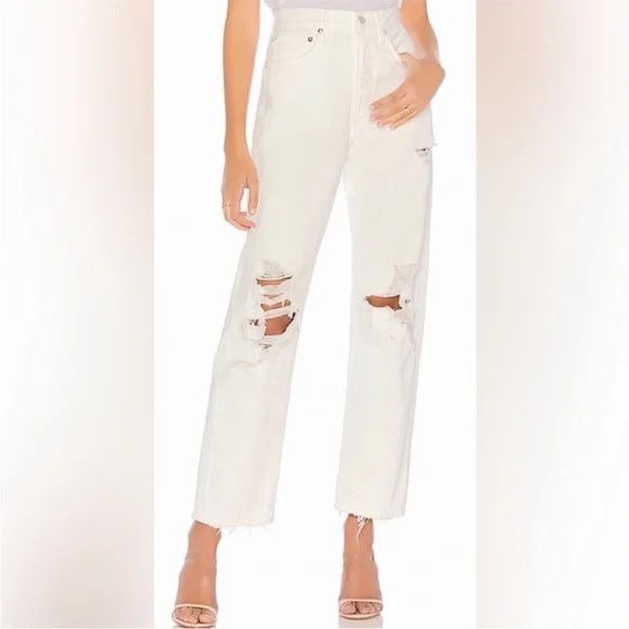 AGOLDE 90s Mid Rise Loose Fit in White Out Size 27